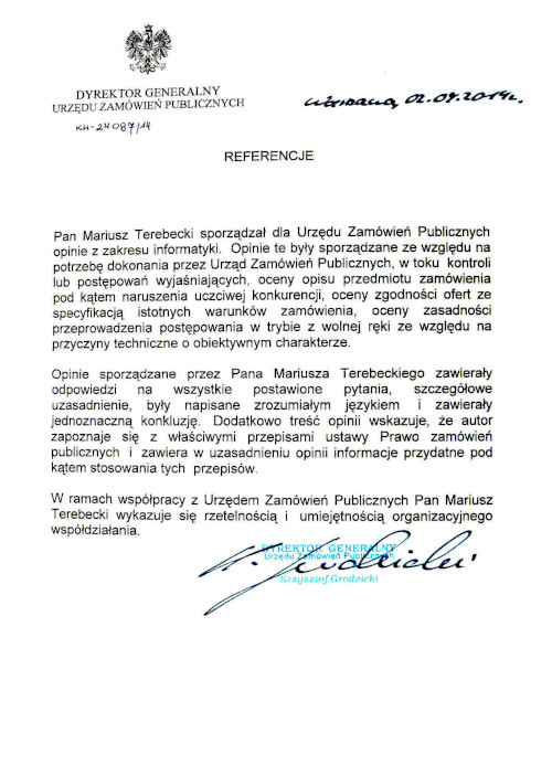 Referencje Dyrektora Generalnego UZP - 2014 r.