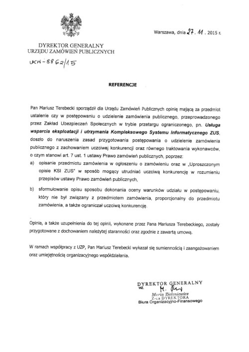 Referencje Dyrektora generalnego UZP - 2015 r.